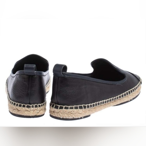 Fendi Leather Black Croc Embossed Cap Toe Junia Espadrilles Flats Size 37 - Picture 14 of 15